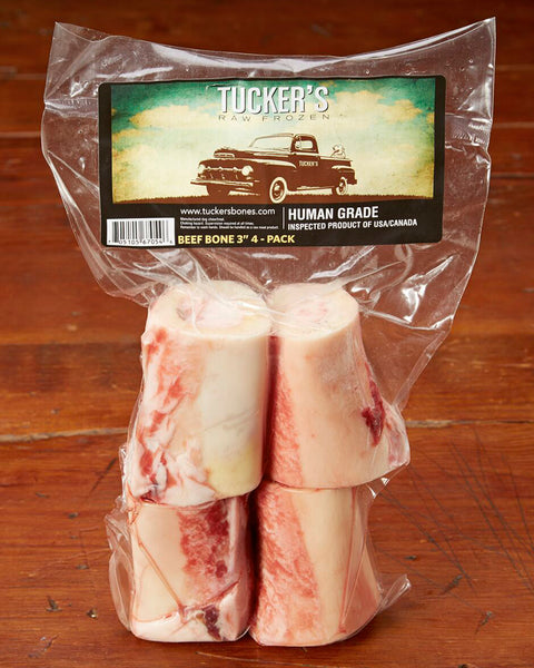 Tucker's Raw Frozen Beef Marrow Bone 3" 4 Pack