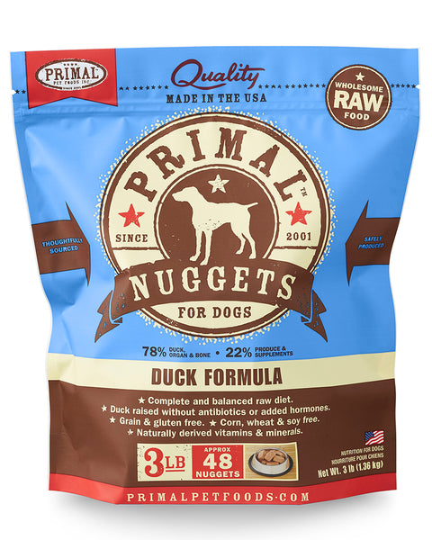 Primal Raw/Frozen Duck Nuggets Canine Formula 3lb