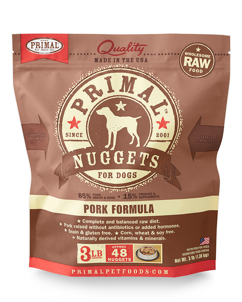 Primal Raw/Frozen Pork Nuggets Canine Formula 3lb