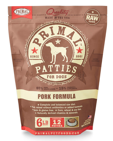 Primal Raw/Frozen Pork Patties Canine Formula 6lb