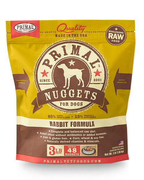 Primal Raw/Frozen Rabbit Nuggets Canine Formula 3lb