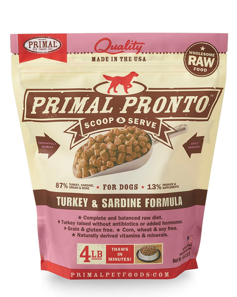 Primal Pronto Raw/Frozen Turkey & Sardine Canine Formula 4lb