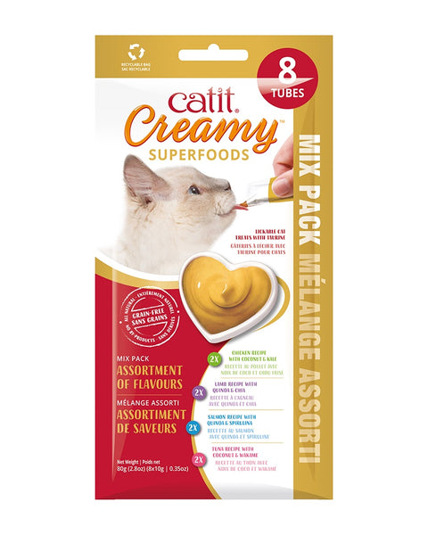 Catit Creamy Superfoods Cat Treats - 8 Pack Assorted