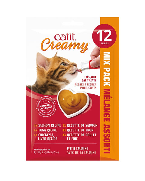 Catit Creamy  Lickable Cat Treats - 12 Pack Assorted
