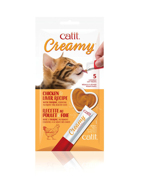 Catit Creamy Chicken & Liver Lickable Cat Treats - 5 Pack
