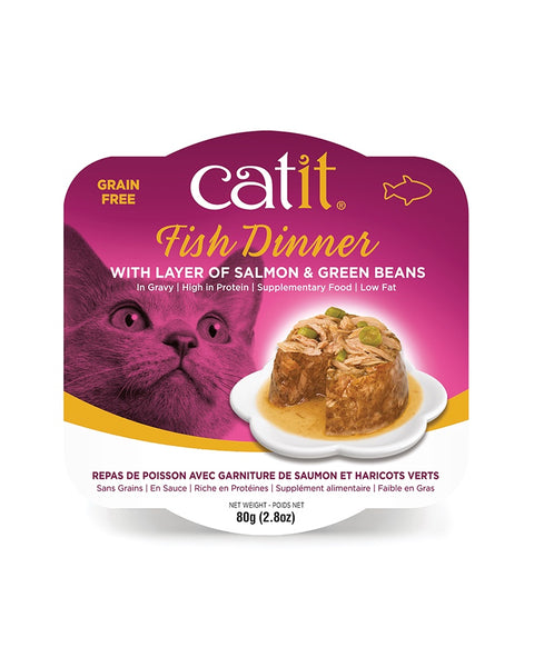 Catit Fish Dinner with Salmon & Green Beans Wet Cat Food 2.8oz