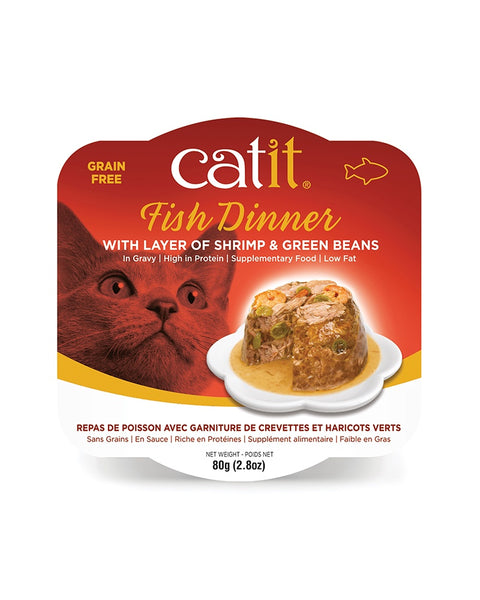 Catit Fish Dinner with Shrimp with Green Beans Wet Cat Food 2.8oz