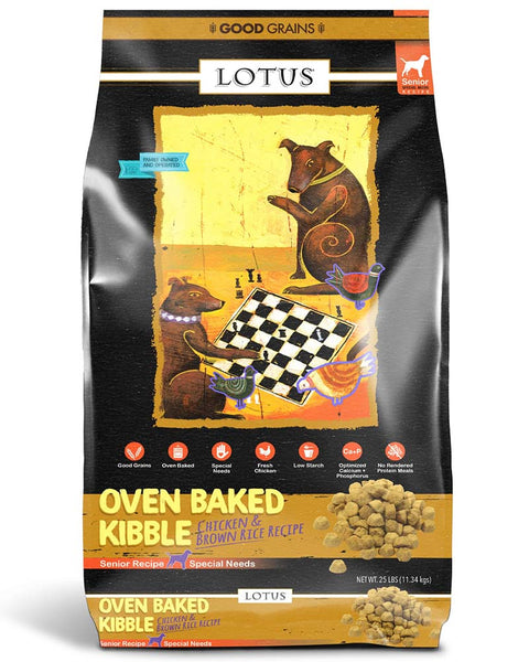 Lotus Senior Oven Baked Dog Kibble - Chicken & Brown Rice 12.5lb