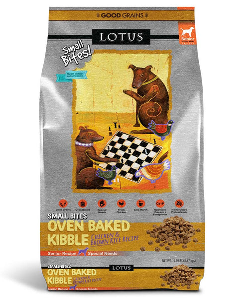 Lotus Senior Small Bites Oven Baked Dog Kibble - Chicken & Brown Rice 5lb