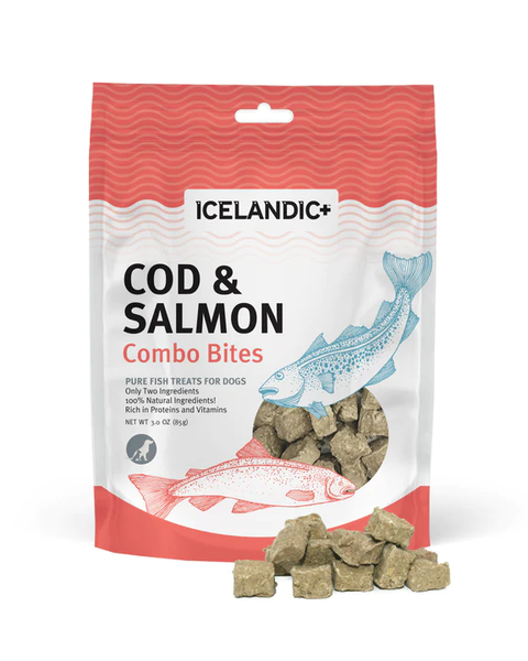 Icelandic+ Cod & Salmon Combo Bites Fish Dog Treats 3oz