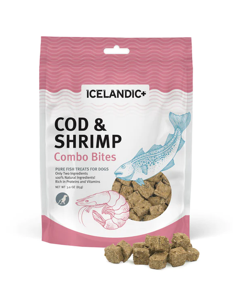 Icelandic+ Cod & Shrimp Combo Bites Fish Dog Treats 3oz