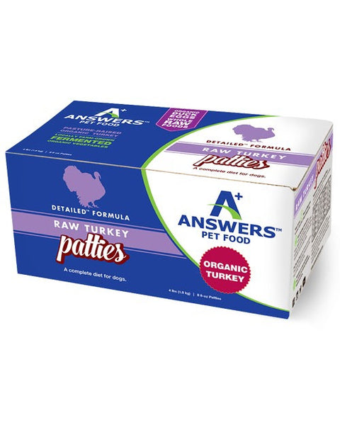 Answers Pet Food Raw Turkey Detailed Formula for Dogs 4lb