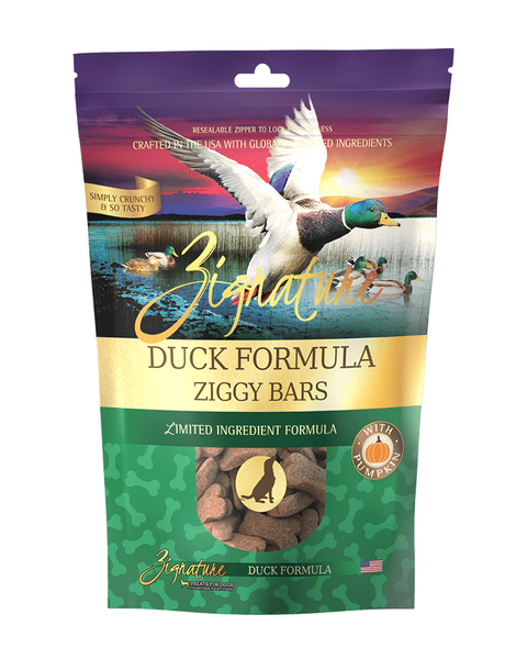 Zignature Ziggy Bar Biscuit Dog Treats - Duck 12oz