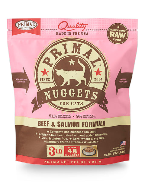 Primal Feline Raw/Frozen Beef & Salmon Nuggets 3lb