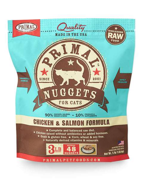 Primal Feline Raw/Frozen Chicken & Salmon Nuggets 3lb
