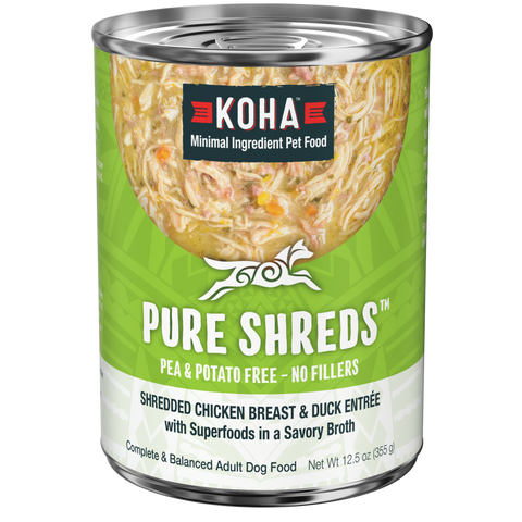 Koha Pure Shreds Chicken Breast & Duck Entree for Dogs 12.5oz
