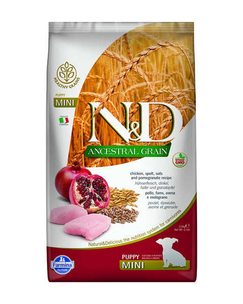Farmina N&D Ancestral Grain Chicken & Pomegranate Puppy Mini Dry Dog Food 5.5lb