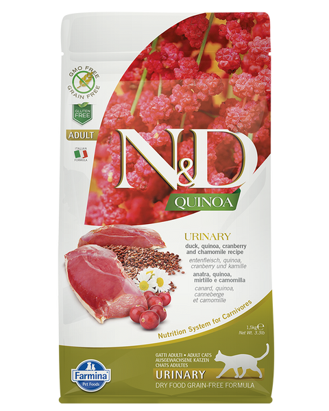 Farmina N&D Quinoa Urinary Duck Adult Dry Cat Food 3.3lb