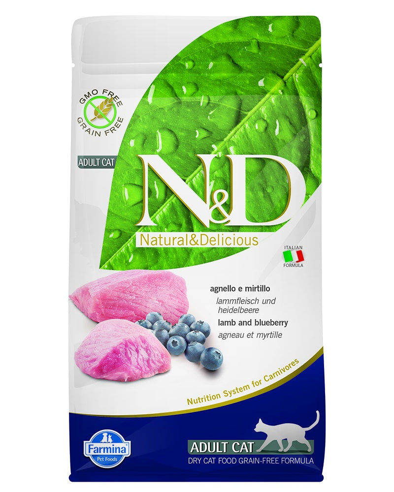 Farmina N D Prime Lamb Blueberry Adult Dry Cat Food 3.3lb Brookside Barkery Bath
