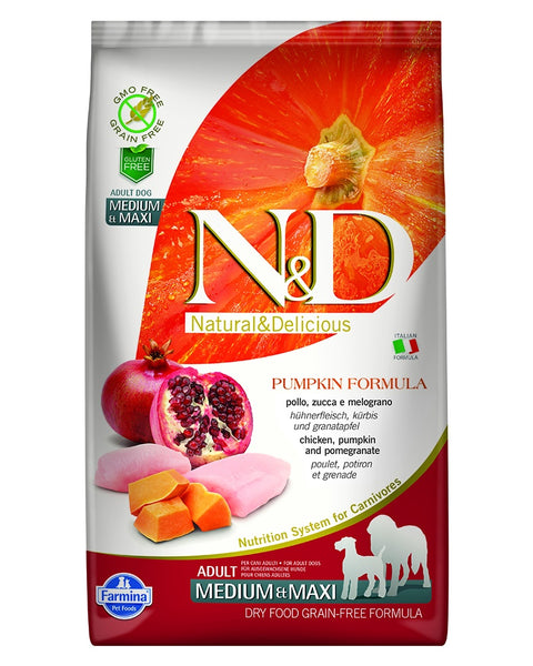 Farmina N&D Pumpkin Chicken & Pomegranate Adult Medium & Maxi Dry Dog Food 5.5lb