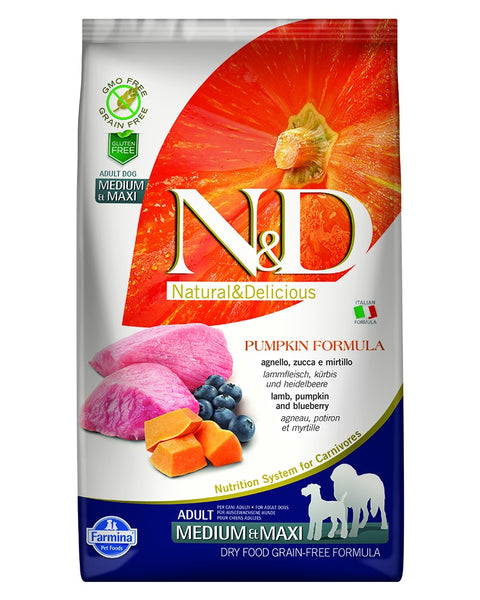 Farmina N&D Pumpkin Lamb & Blueberry Adult Medium & Maxi Dry Dog Food 5.5lb