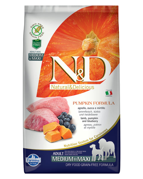 Farmina N&D Pumpkin Lamb & Blueberry Adult Medium & Maxi Dry Dog Food 26.4lb