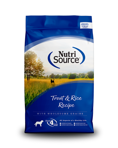 NutriSource Trout & Rice Dry Dog Food 15lb
