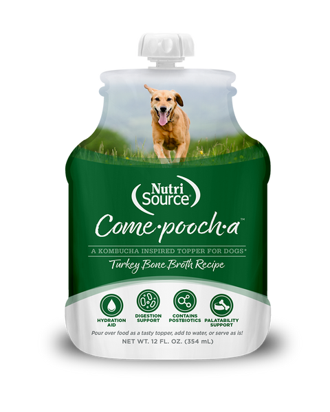 NutriSource Come-pooch-a Turkey Bone Broth Topper for Dogs 12oz