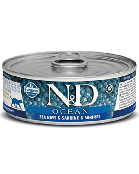 Farmina N&D Ocean Sea Bass, Sardine & Shrimp Wet Cat Food 2.8oz
