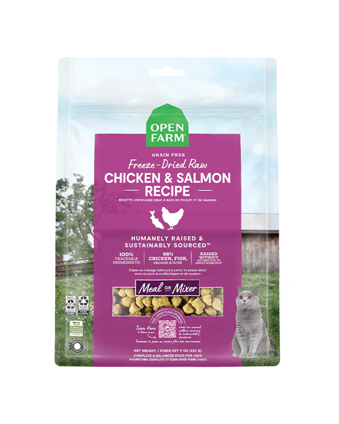 Open Farm Chicken & Salmon Freeze-Dried Raw Cat Food 9oz