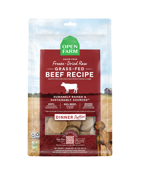 Open Farm Freeze-Dried Raw Grass-Fed Beef Patties for Dogs 10.5oz