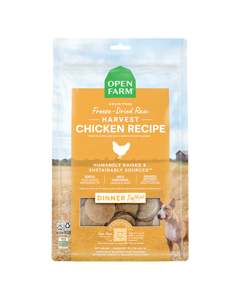 Open Farm Freeze-Dried Raw Harvest Chicken Patties for Dogs 17.5oz