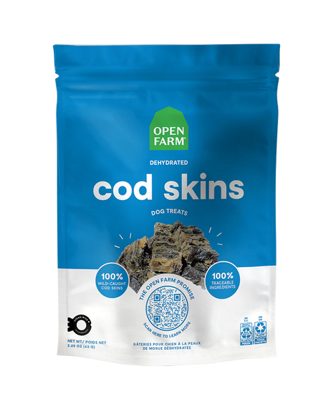 Open Farm Dehydrated Cod Skins Dog Treats 2.25oz