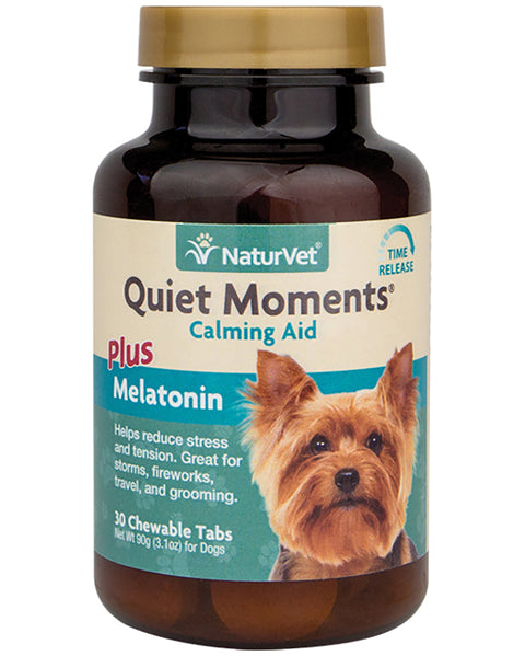 NaturVet Quiet Moments Calming Aid Melatonin Chewable Tabs for Dogs