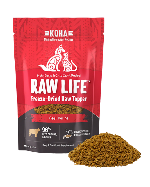 Koha Raw Life Freeze-Dried Raw Beef Meal Topper for Dogs & Cats