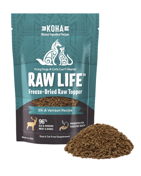 Koha Raw Life Freeze-Dried Raw Elk & Venison Meal Topper for Dogs & Cats