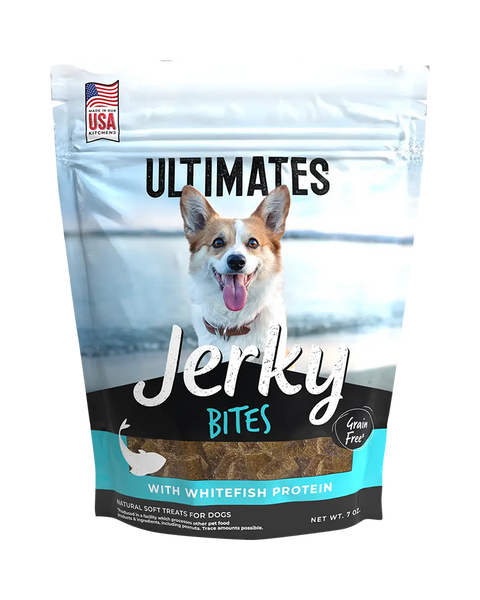 Ultimates Whitefish Bites Jerky Treats for Dogs 7oz