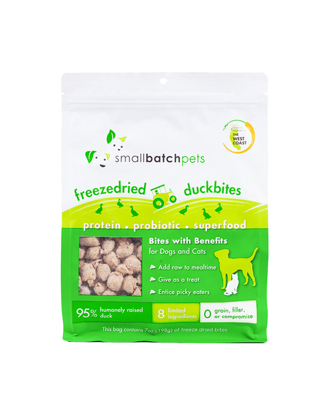 Small Batch Freeze-Dried Duck Bites for Dogs & Cats 7oz