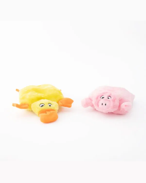 Zippy Paws Squeakie Pad 2-Pack Duck & Pig Dog Toys