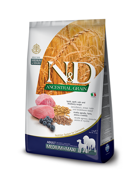 Farmina N&D Ancestral Grain Lamb & Blueberry Medium & Maxi Adult Dry Dog Food 26.4lb
