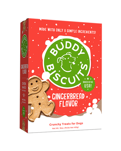 Buddy Biscuits Crunchy Gingerbread Biscuits Holiday Dog Treats - 16oz
