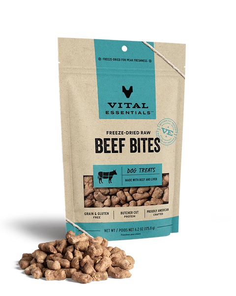 Vital Essentials Freeze-Dried Beef Bites Dog Treats 6.2oz