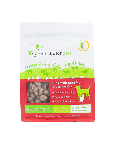 Small Batch Freeze-Dried Beef Bites for Dogs & Cats 7oz