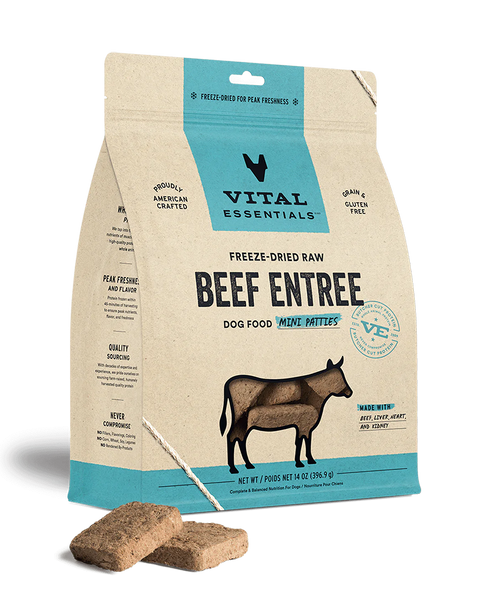 Vital Essentials Freeze-Dried Beef Mini Patties for Dogs 14oz