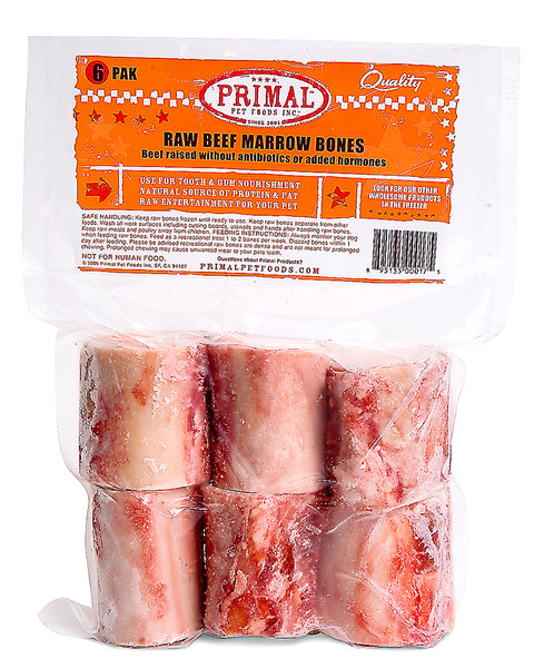 Primal Recreational Frozen Raw Beef Marrow Bones 6 Pack