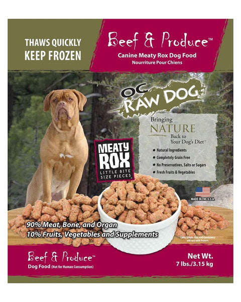 OC Raw Frozen Beef & Produce Meaty Rox for Dogs 7lb