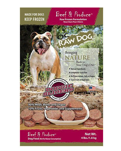 OC Raw Frozen Beef & Produce Sliders for Dogs 4lb