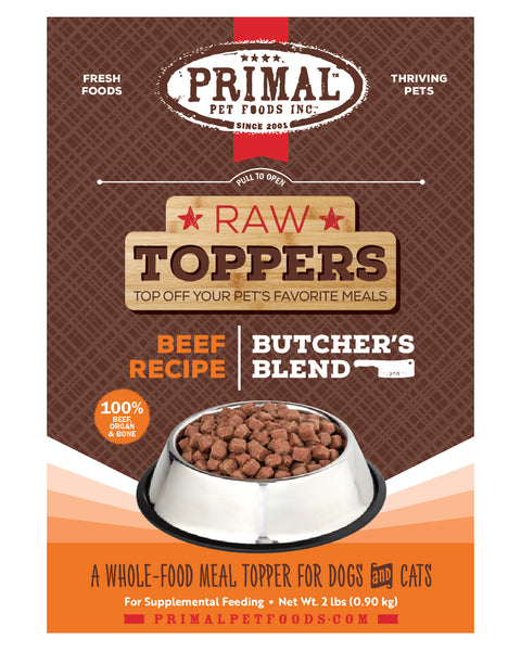 Primal Butcher's Blend Beef Dog & Cat Food Topper 2lb