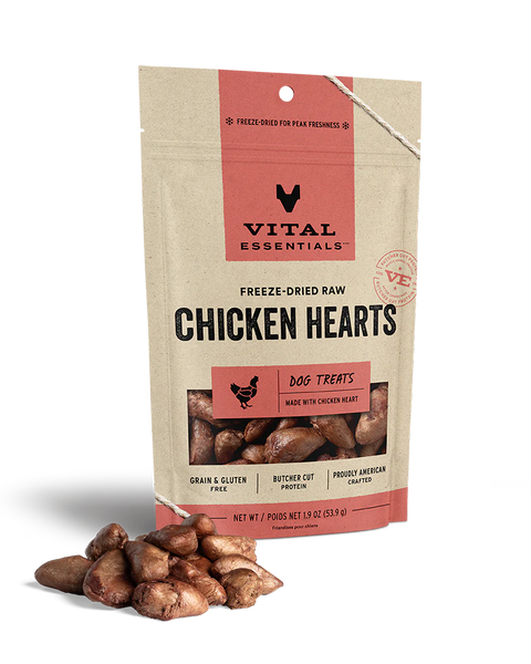 Vital Essentials Freeze-Dried Chicken Hearts Dog Treats 1.9oz
