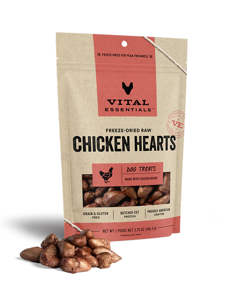 Vital Essentials Freeze-Dried Chicken Hearts Dog Treats 3.75oz